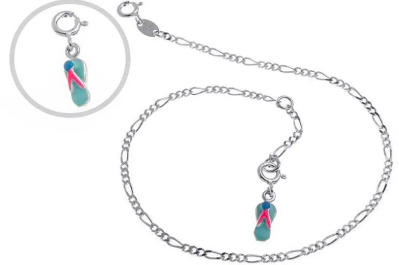 Fußkette Figaro 2,2mm - 925 Silber wahlweise mit Anhänger
