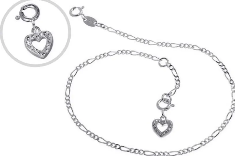 Fußkette Figaro 2,2mm - 925 Silber wahlweise mit Anhänger