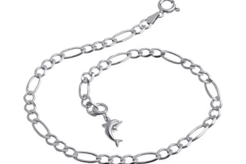 Fußkette Figaro 4,5mm - 925 Silber wahlweise mit Anhänger