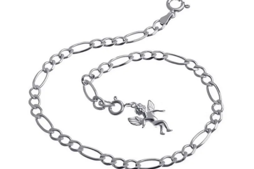 Fußkette Figaro 4,5mm - 925 Silber wahlweise mit Anhänger