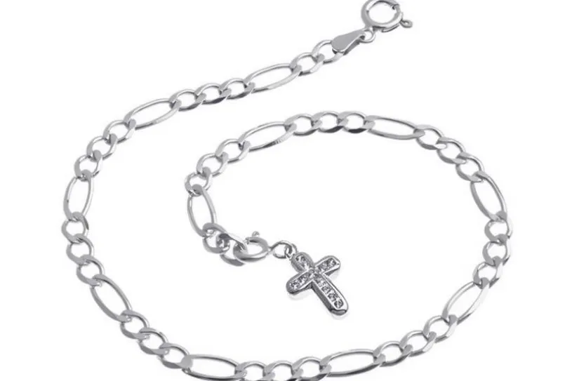 Fußkette Figaro 4,5mm - 925 Silber wahlweise mit Anhänger