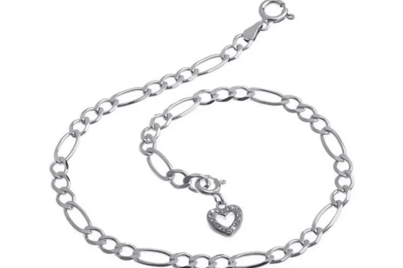 Fußkette Figaro 4,5mm - 925 Silber wahlweise mit Anhänger