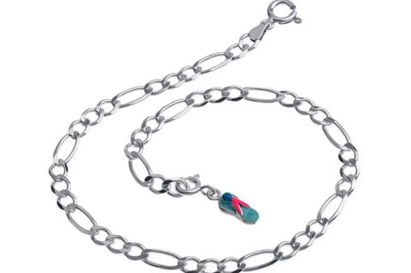 Fußkette Figaro 4,5mm - 925 Silber wahlweise mit Anhänger