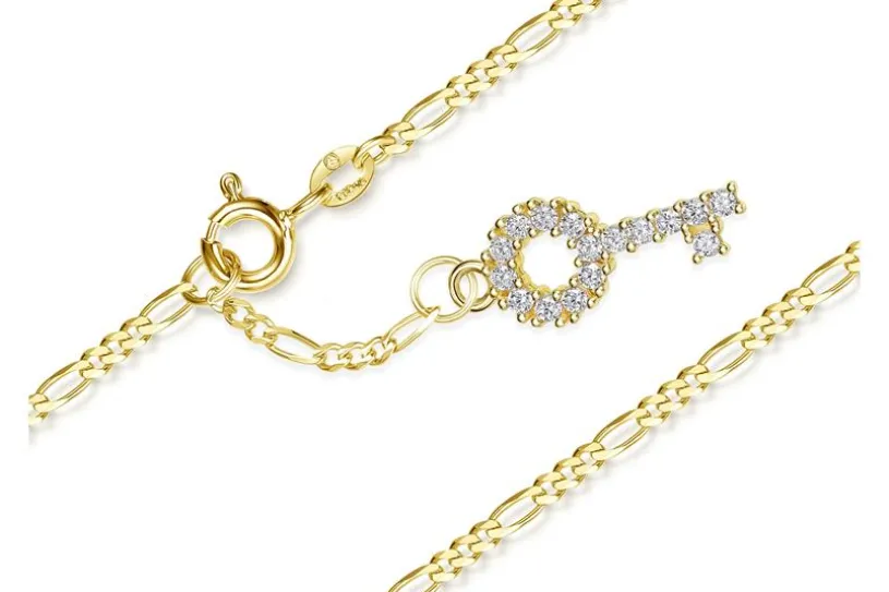 Fußkette Figaro 2mm mit Anhänger Schlüssel - 585 Gold