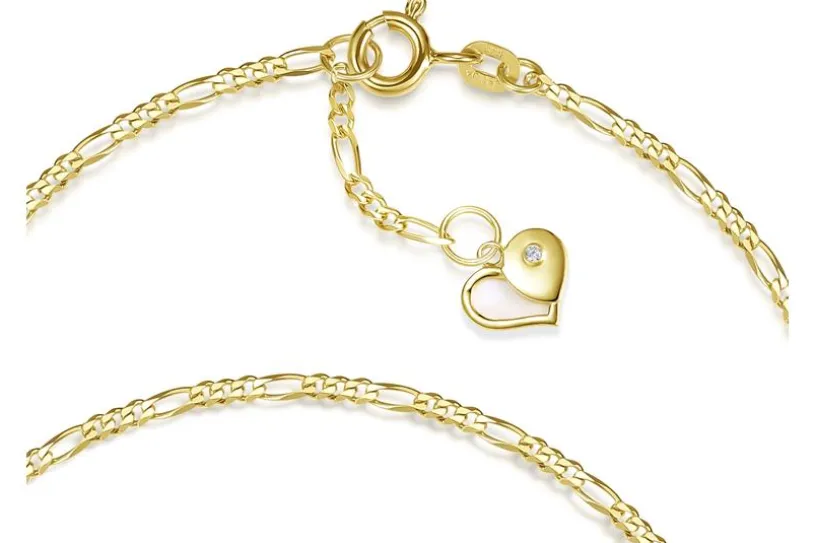 Fußkette Figaro 2mm mit Herz - 585 Gold