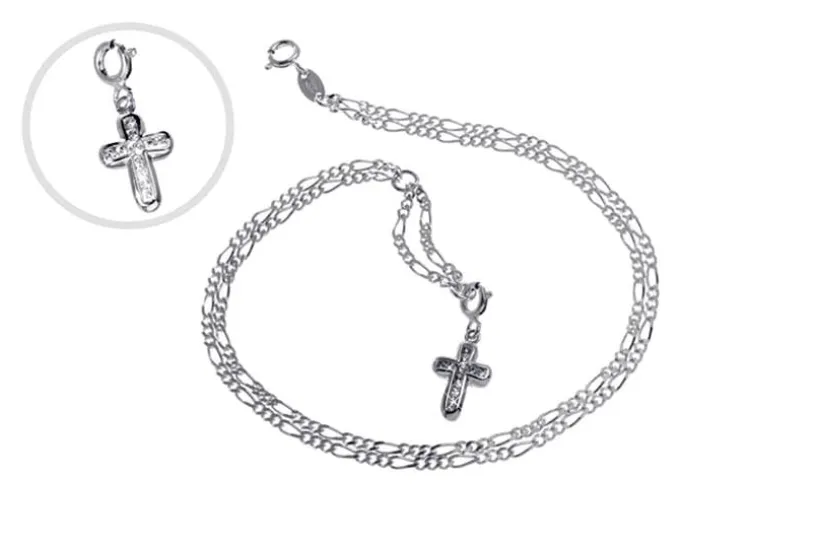 Fußkette Figaro 2,2mm 2-reihig - 925 Silber wahlweise mit Anhänger