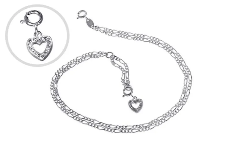 Fußkette Figaro 2,2mm 2-reihig - 925 Silber wahlweise mit Anhänger