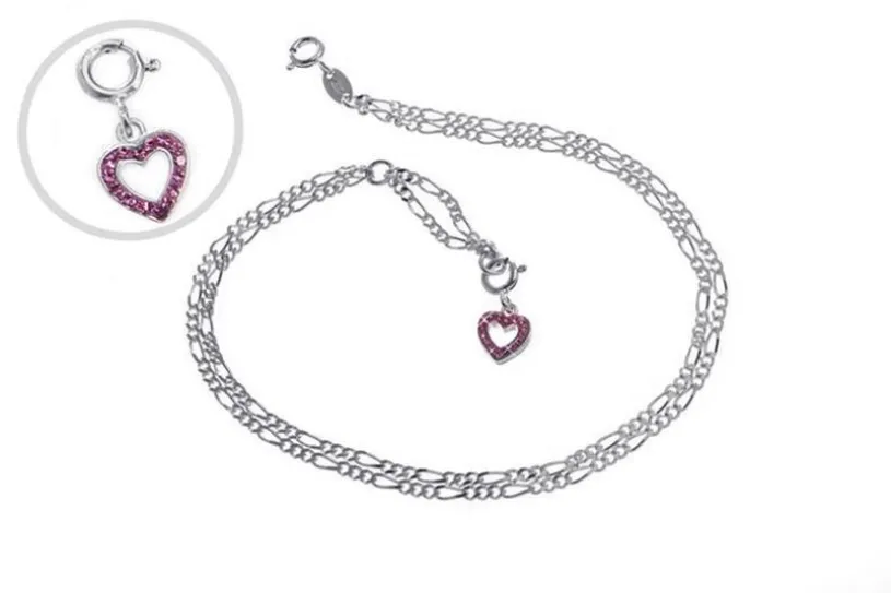 Fußkette Figaro 2,2mm 2-reihig - 925 Silber wahlweise mit Anhänger