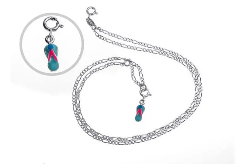 Fußkette Figaro 2,2mm 2-reihig - 925 Silber wahlweise mit Anhänger