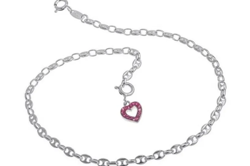 Fußkette Kaffeebohnenkette 3,3mm - 925 Silber wahlweise mit Anhängern