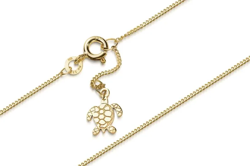 Fußkette 1mm mit Schildkröte - 333 Gold