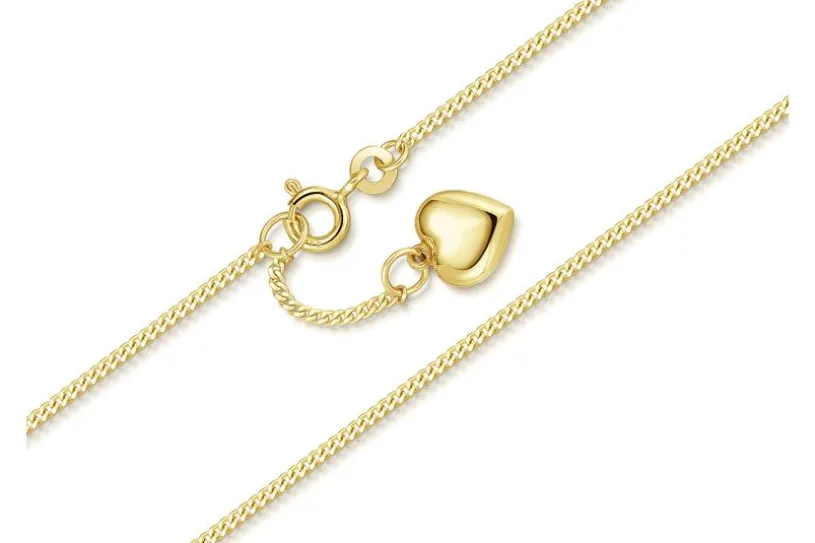 Fußkette Panzer mit Herz 1,4mm - 333 Gold