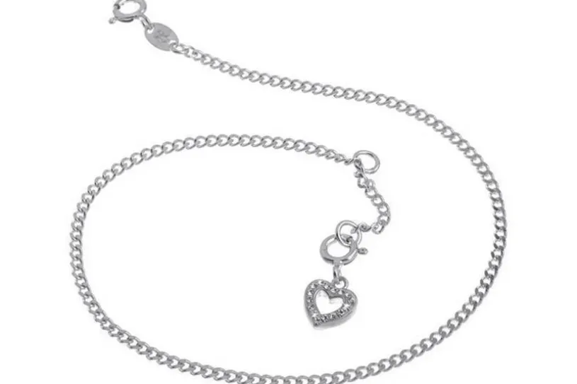 Fußkette Panzer 2,2mm - 925 Silber mit Anhänger - 925 Silber wahlweise mit Anhänger