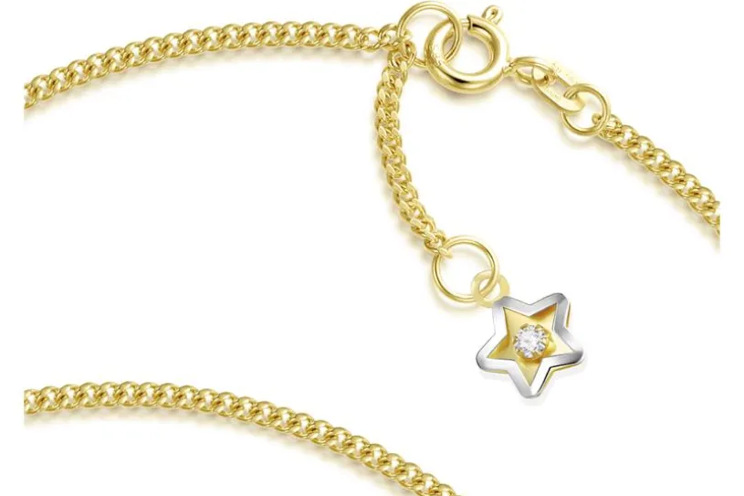 Fußkette Panzer 1,7mm mit Anhänger Stern - echt 585 Gold