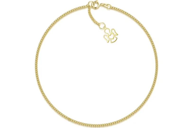 Fußkette Panzer 1,7mm mit Engelanhänger - echt 585 Gold