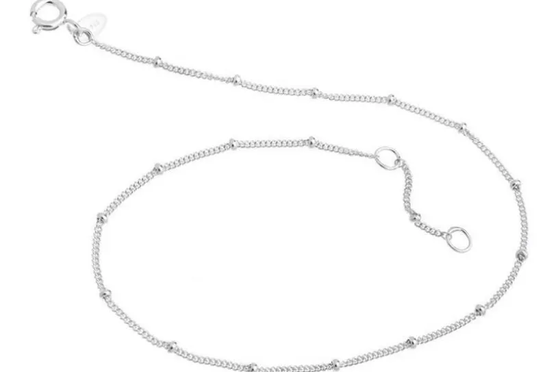 Fußkette Panzer 1,3mm mit Kugeln - 925 Silber