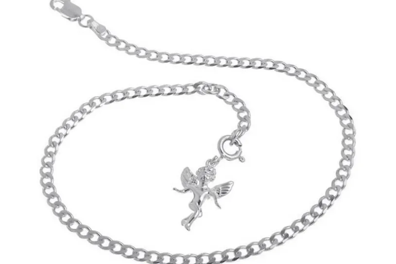 Fußkette Panzer3mm - 925 Silber mit Anhänger - 925 Silber wahlweise mit Anhängern