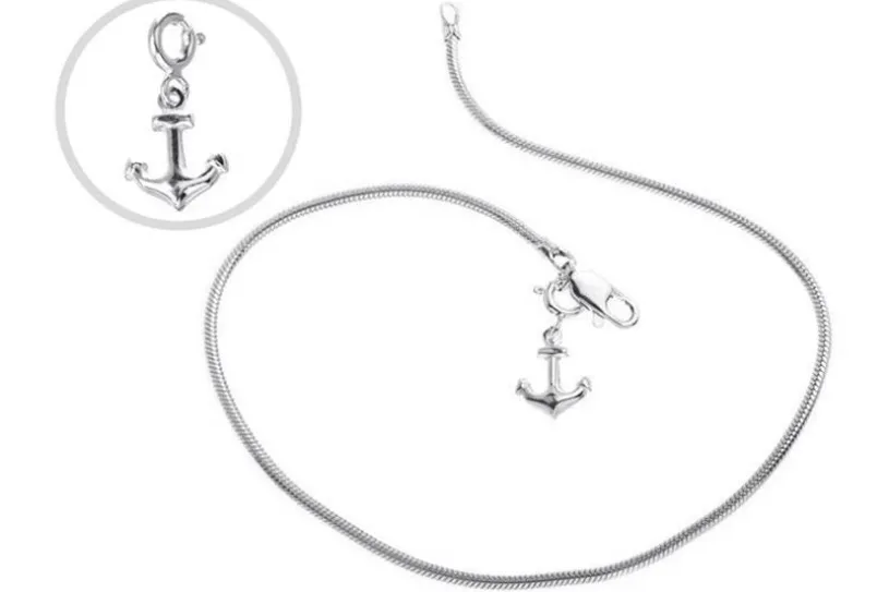 Fußkette Schlange 2mm - 925 Silber wahlweise mit Anhänger