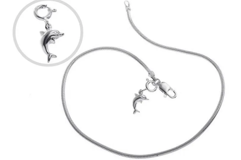 Fußkette Schlange 2mm - 925 Silber wahlweise mit Anhänger