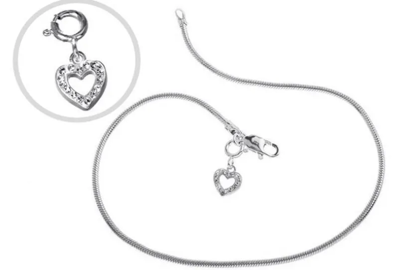 Fußkette Schlange 2mm - 925 Silber wahlweise mit Anhänger