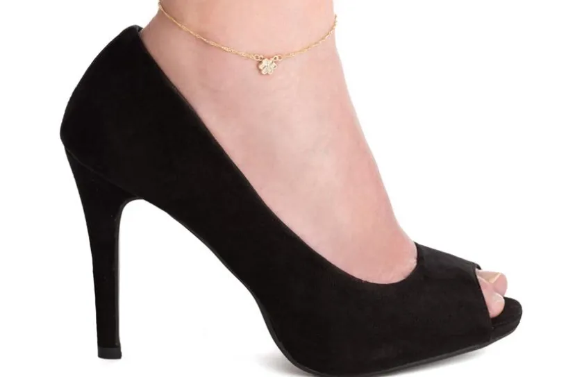 Fußkette Singapur 1,4mm Blume Perlmutt - 333 Gold