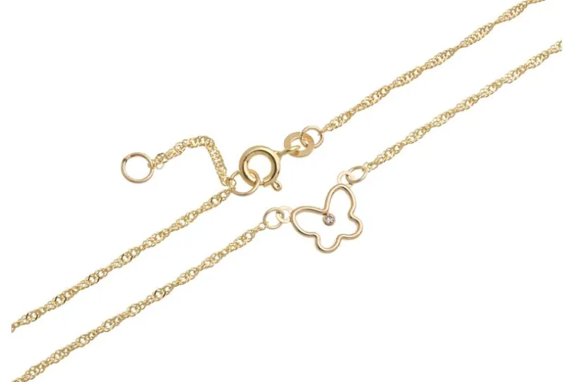 Fußkette Singapur 1,4mm mit Schmetterling II - 333 Gold Mod. 4924 - 333 Gold