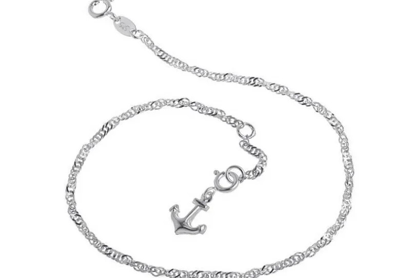 Fußkette Singapurkette 2,3mm - 925 Silber wahlweise mit Anhängern