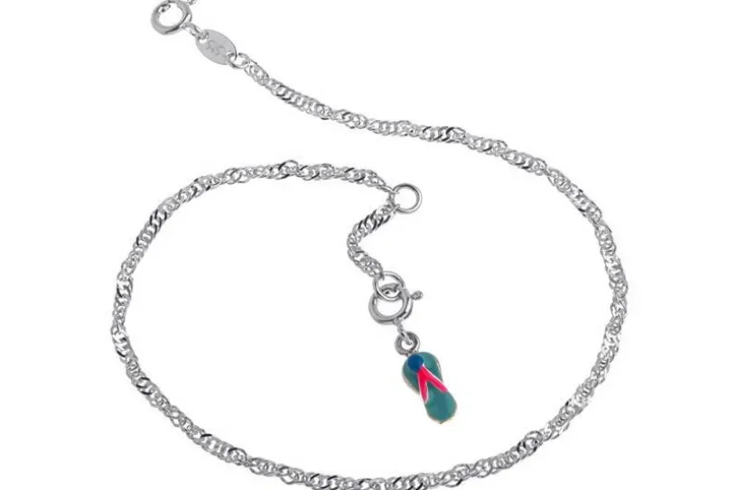 Fußkette Singapurkette 2,3mm - 925 Silber wahlweise mit Anhängern