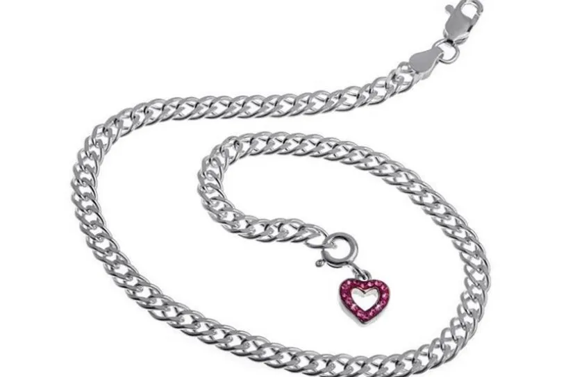 Fußkette Zwillingspanzer 4,5mm - 925 Silber wahlweise mit Anhängern