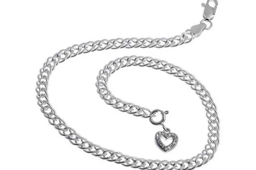 Fußkette Zwillingspanzer 4,5mm - 925 Silber wahlweise mit Anhängern