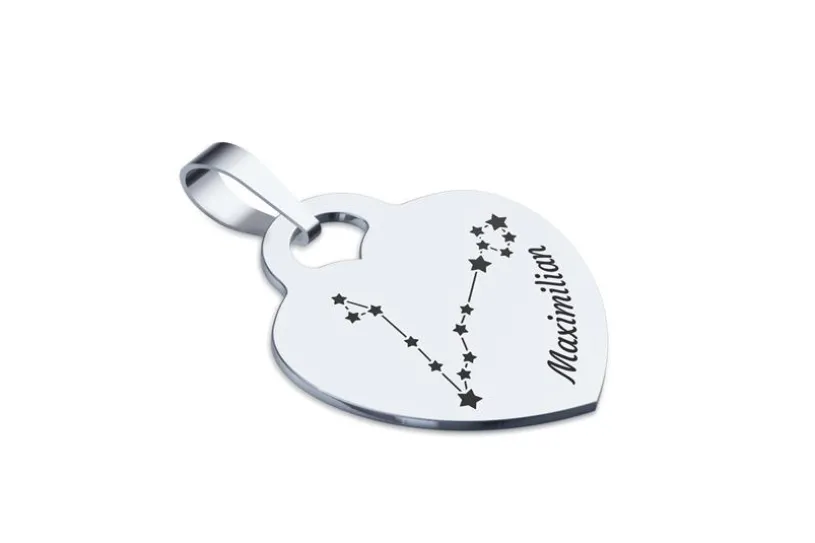 Gravuranhänger Herz Sternzeichen FISCHE - 925 Silber