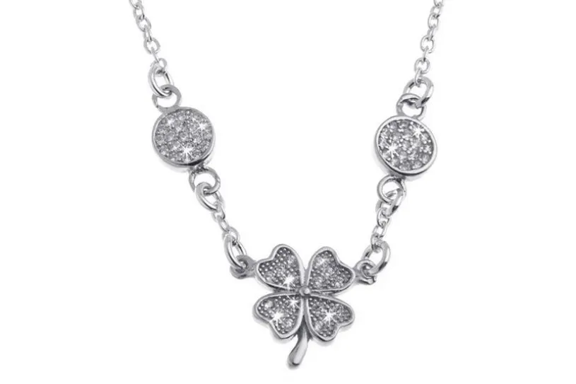 Kette mit Anhängern Kleeblatt / Kreise mit Zirkonia - 925 Silber 925 Silber