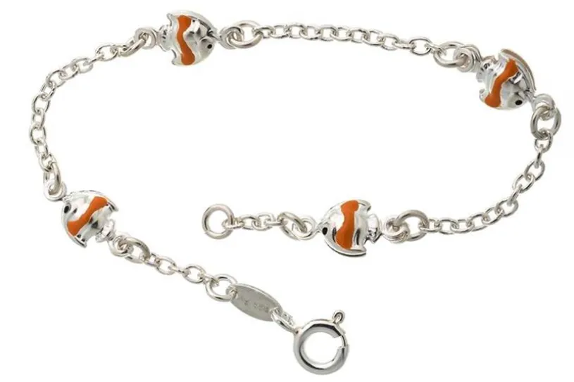 Kinder-Armband mit 4 Fischen - 925 Silber