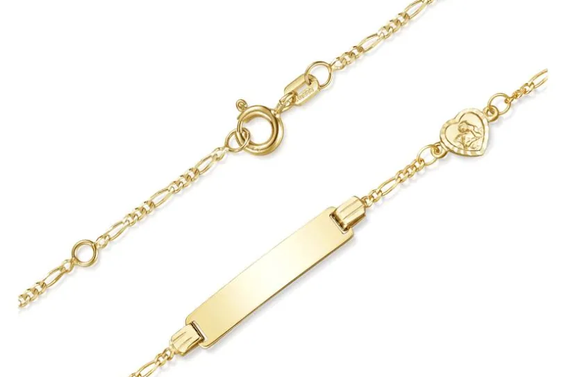Kinder-Gravurarmband Engel II  Figaro 1,5mm - 333 Gold