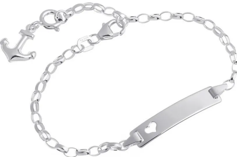 Kinder-Gravurarmband Erbse 2,3mm mit Herz - 925 Silber Länge: 16cm