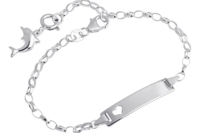 Kinder-Gravurarmband Erbse 2,3mm mit Herz - 925 Silber Länge: 16cm