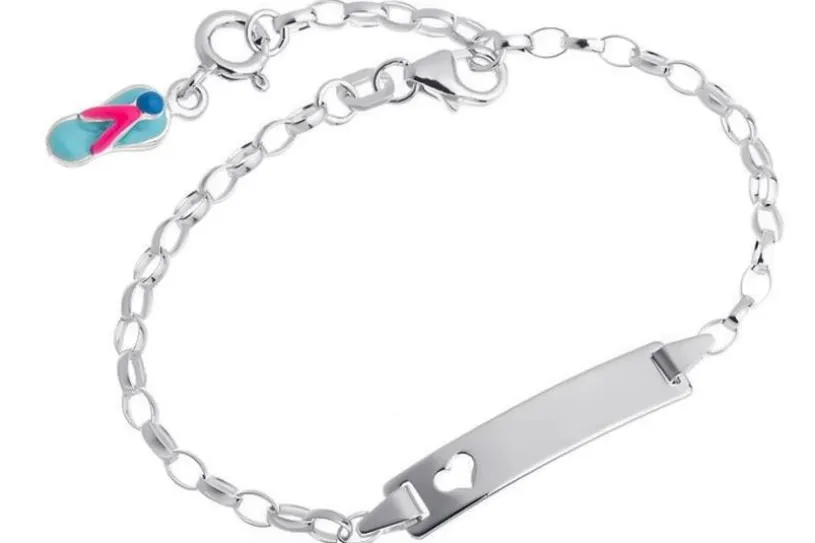 Kinder-Gravurarmband Erbse 2,3mm mit Herz - 925 Silber Länge: 16cm
