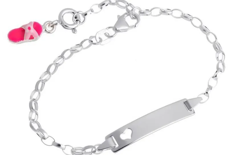 Kinder-Gravurarmband Erbse 2,3mm mit Herz - 925 Silber Länge: 16cm