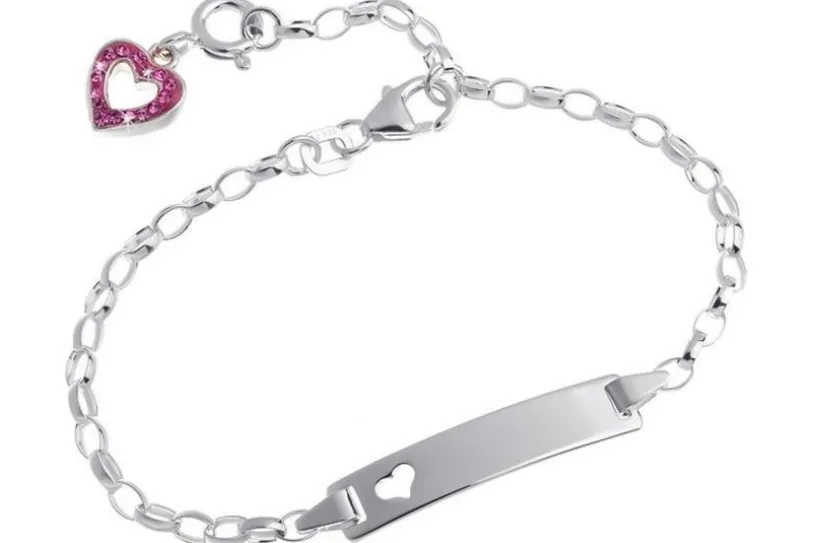 Kinder-Gravurarmband Erbse 2,3mm mit Herz - 925 Silber Länge: 16cm