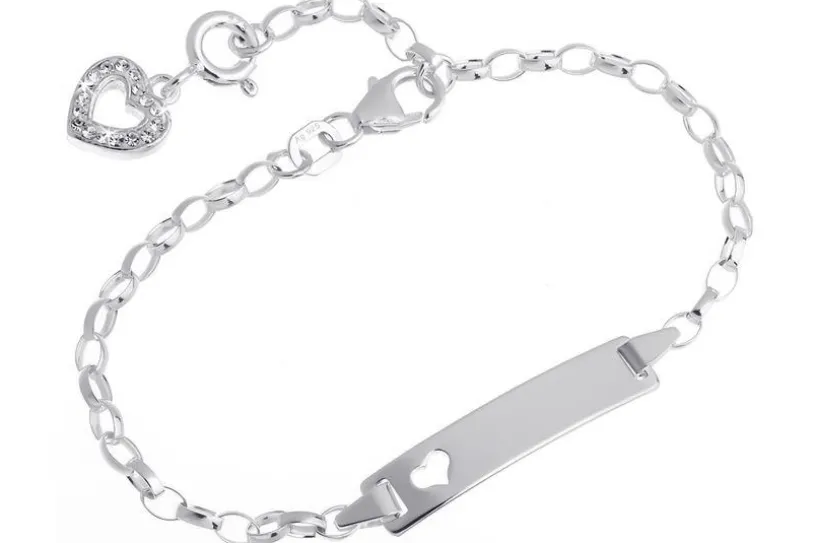 Kinder-Gravurarmband Erbse 2,3mm mit Herz - 925 Silber Länge: 16cm