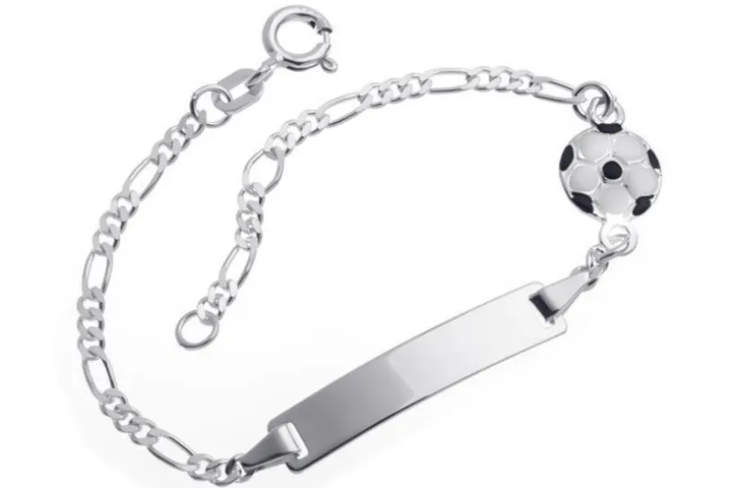 Kinder-Gravurarmband Fußball - 925 Silber