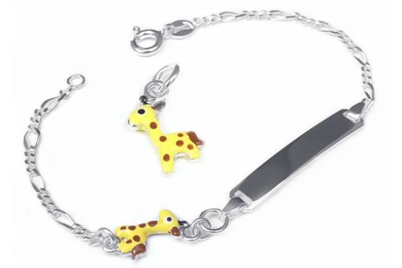 Kinder-Gravurarmband Giraffe - 925 Silber