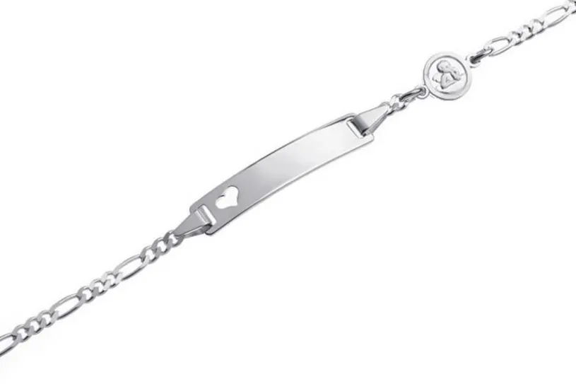Kinder-Gravurarmband Herz mit Engel I - 925 Silber mit ausgestanztem Herz