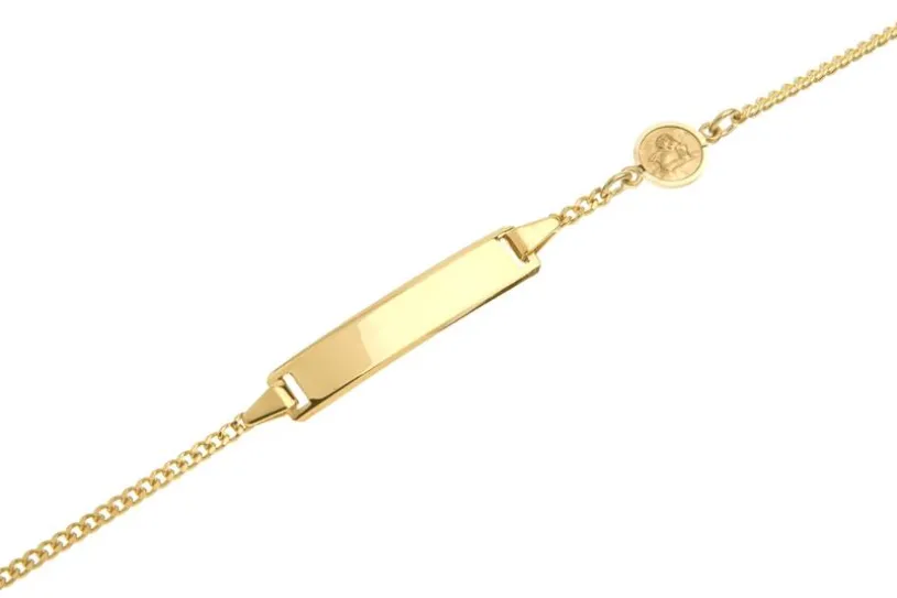 Kinder-Gravurarmband mit Schutzengelanhänger Panzer 1,8 - 333 Gold