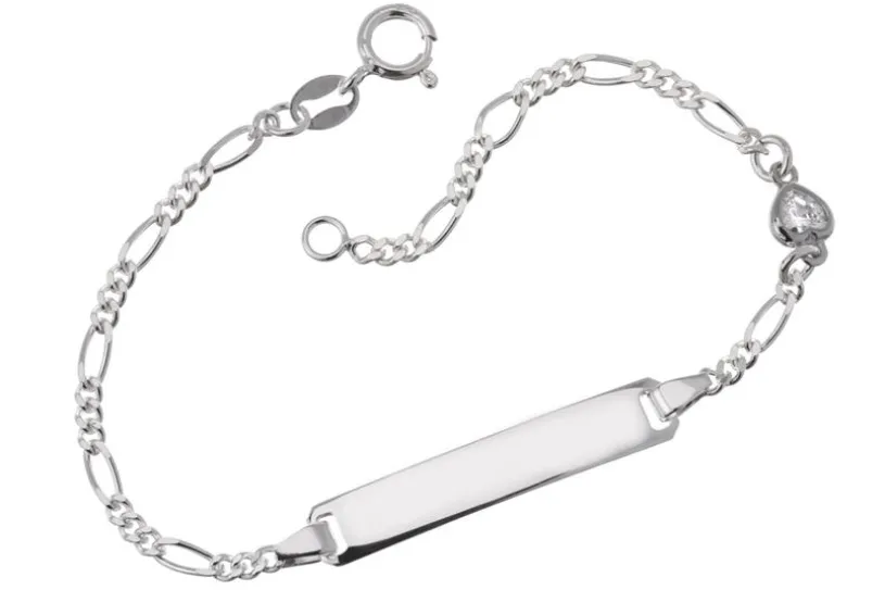 Kinder-Gravurarmband mit Zirkoniaherz - 925 Silber