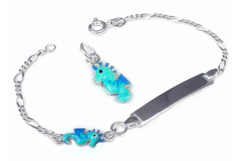 Kinder-Gravurarmband Seepferd - 925 Silber