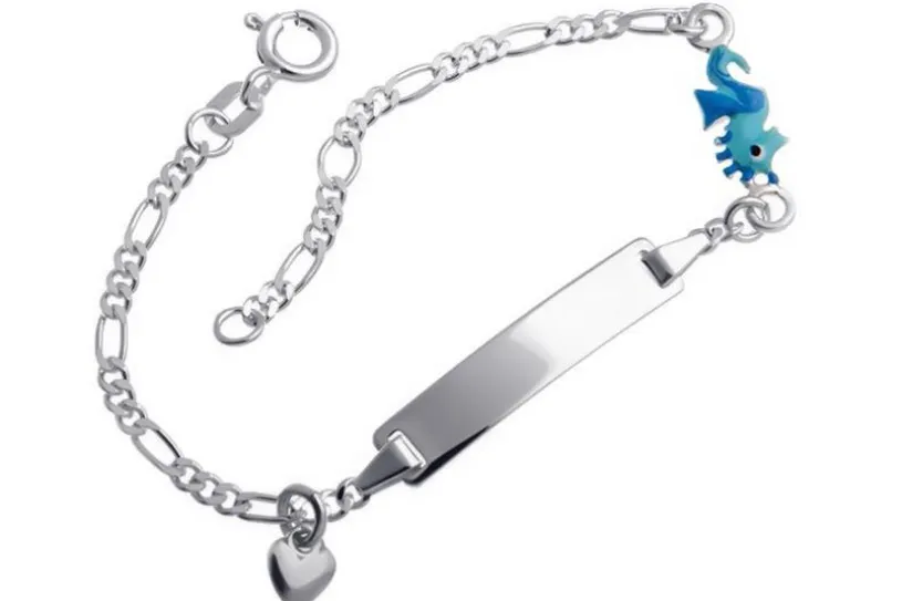 Kinder-Gravurarmband Seepferd und Herz - 925 Silber