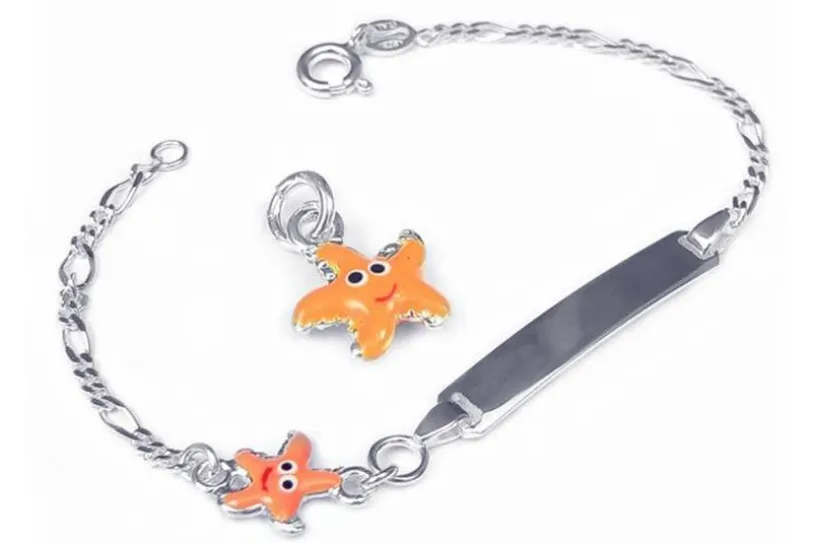 Kinder-Gravurarmband Seestern - 925 Silber