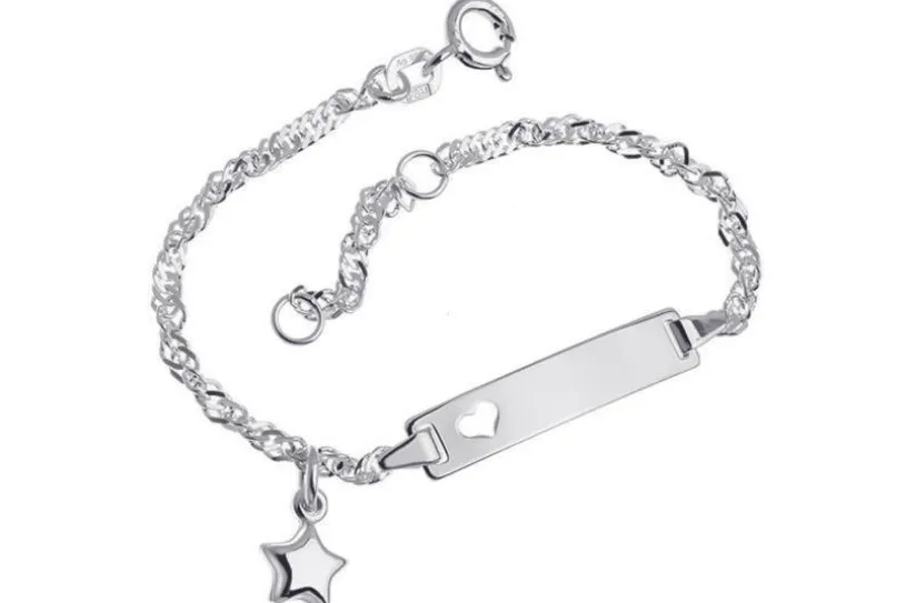 Kinder-Gravurarmband Sigapur Stern und Herz - 925 Silber