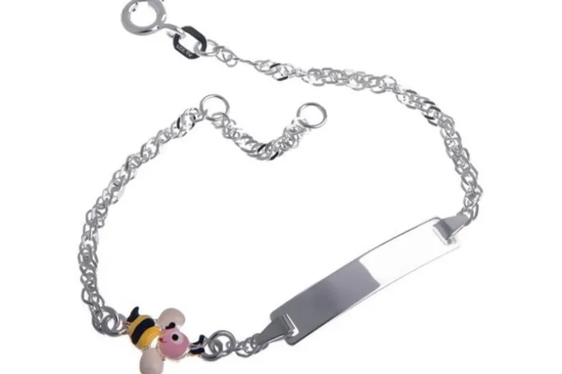 Kinder-Gravurarmband Singapur Biene - 925 Silber